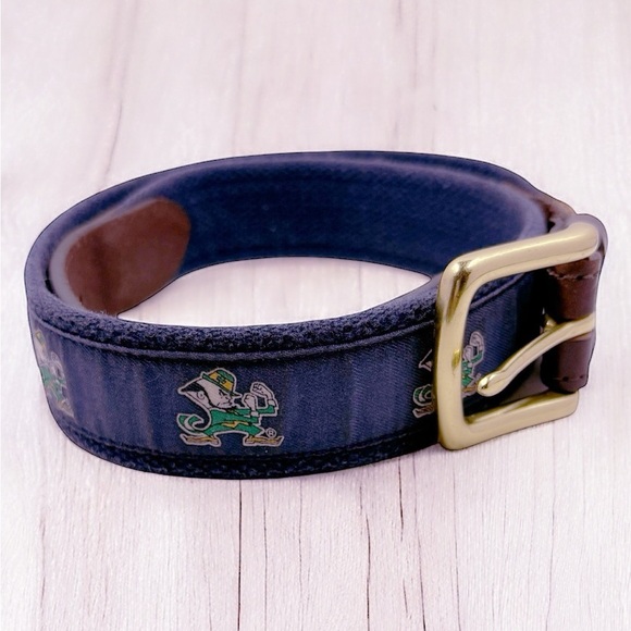Vineyard Vines Mens Belt 32 Blue Leather Fighting Irish Golf Casual Brown 32 EUC - Picture 5 of 10